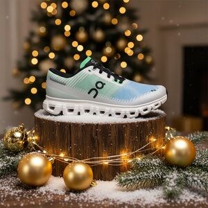 On Running Gradient Blue and Green Shoes